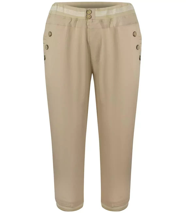 Elastic cropped pants elastic 3/4 stripes