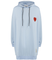 Long oversize dress sweatshirt with hood and heart patch LILLY