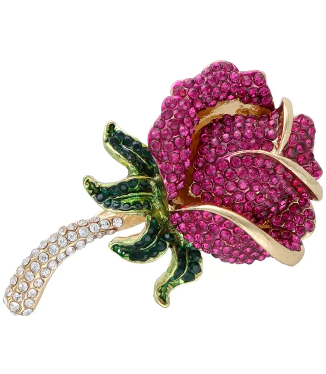 Brooch rose flower rhinestones beautiful Gift