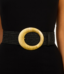 Braided women's belt with large buckle