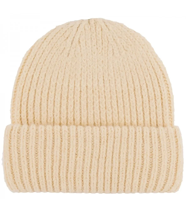 Warm women's beanie with shiny thread BEANIE winter autumn single color