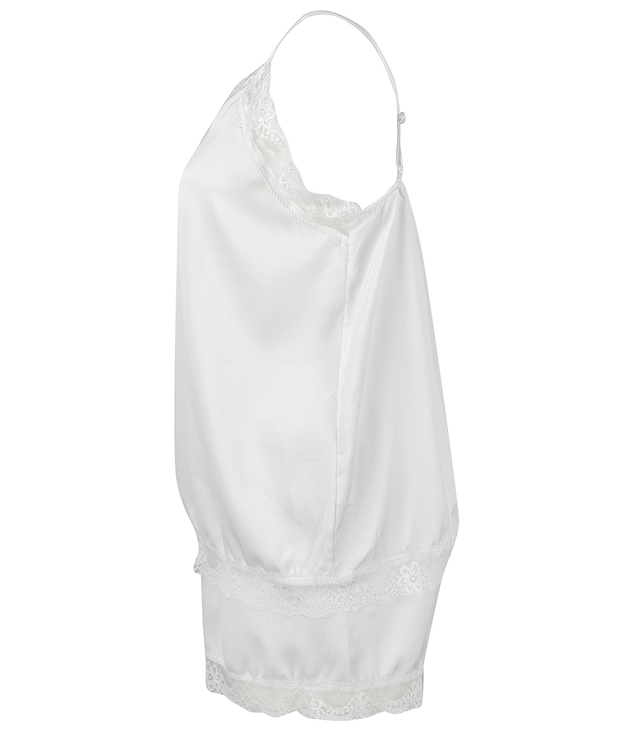 Satin pajama set with lace shorts top petticoat