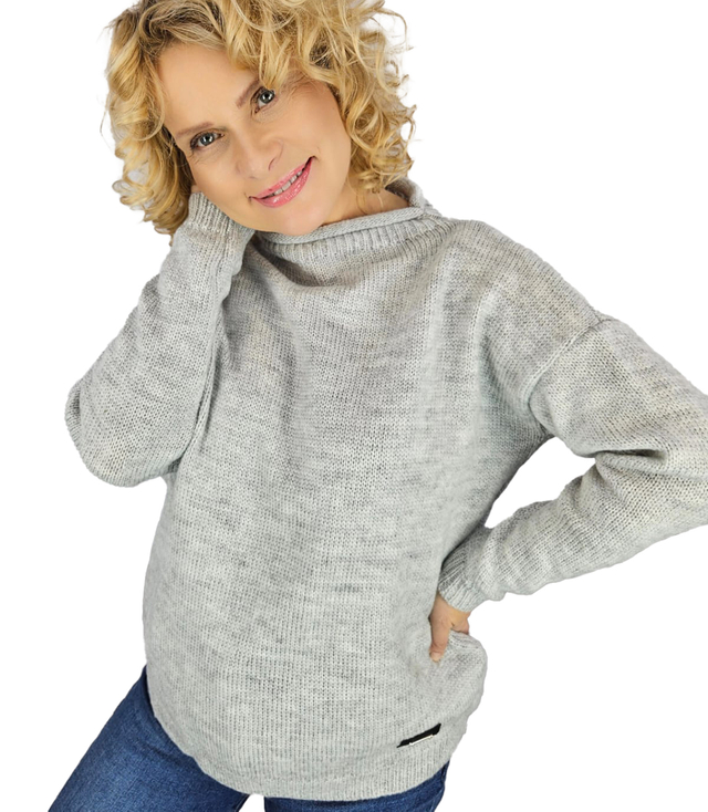 Warm women's oversize sweater boat neckline MARLENA