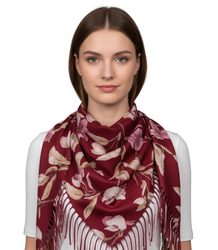 Elegant floral shawl scarf with tassels