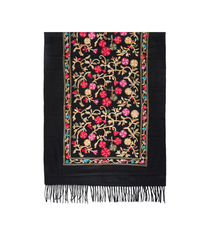 Women's folklore scarf with flower motif and tassels