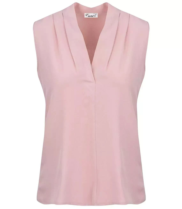 Elegant blouse with a ruffled V-neckline