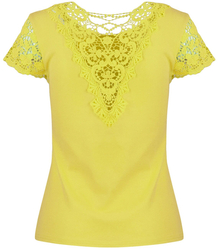 Short-sleeved T-shirt blouse decorated with lace LUIZA