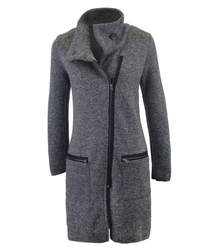 Długi sweter golf asymetryczny suwak 