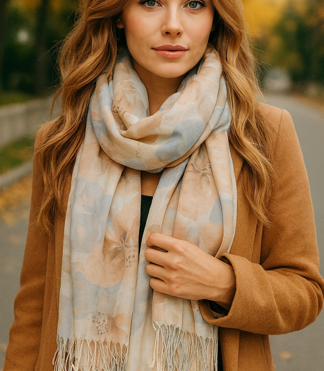 Women's floral pattern scarf 180x70