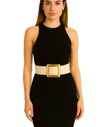 Braided women's belt with large buckle