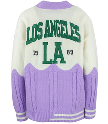 Sweter kardigan z naszywkami Los Angeles