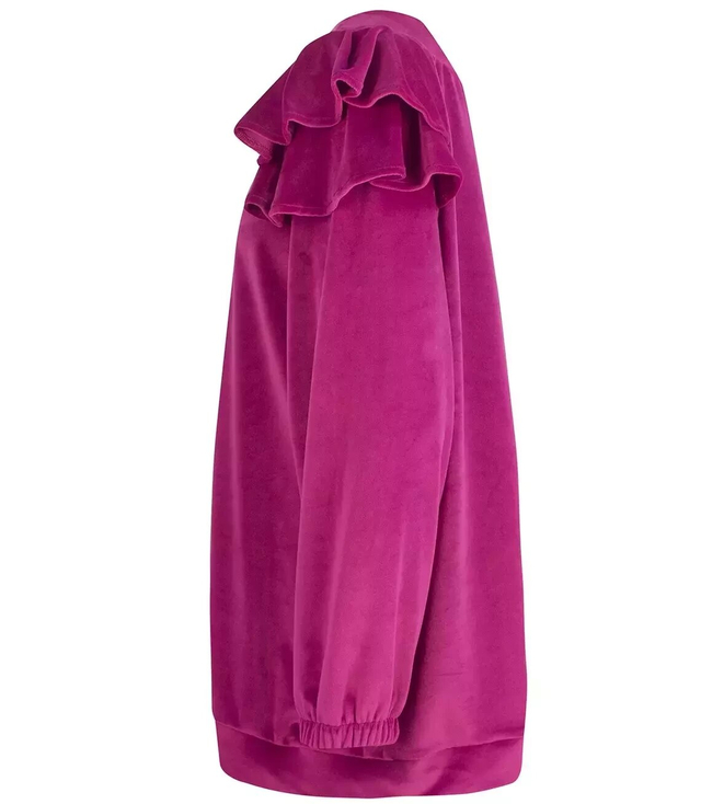Welurowa bluza dresowa z falbanką oversize