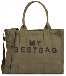 Large shopper bag one-color with the inscription "My Bestbag"