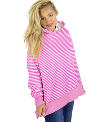 Damska bluza z kapturem w paski oversize CANDY STRIPES