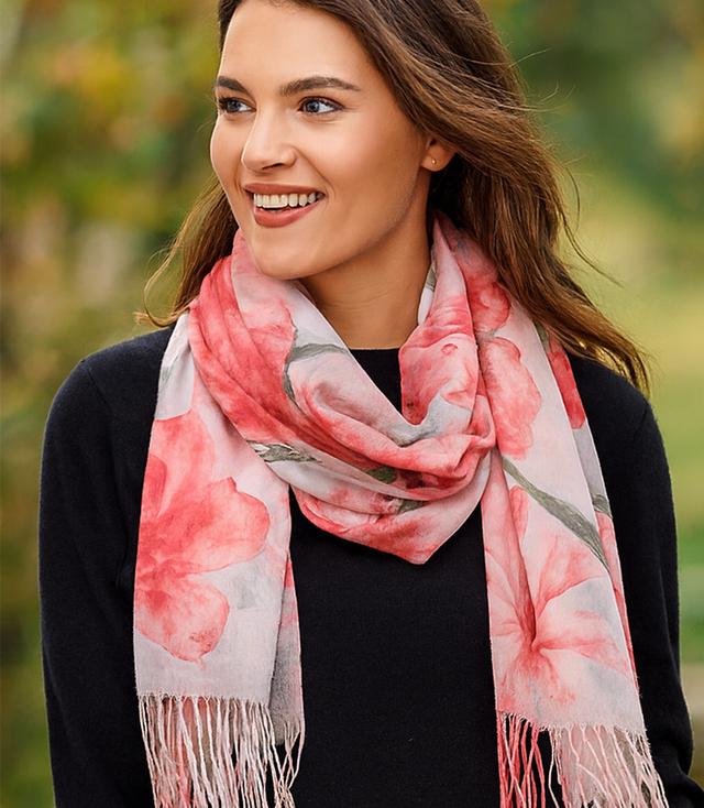 Women's floral pattern scarf 180x70