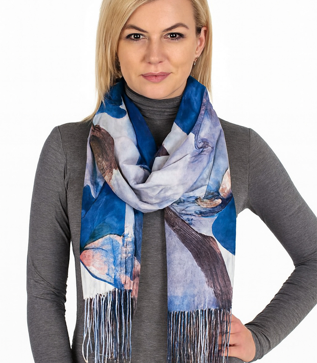 Square shawl scarf for women with tassels AGRAFKA