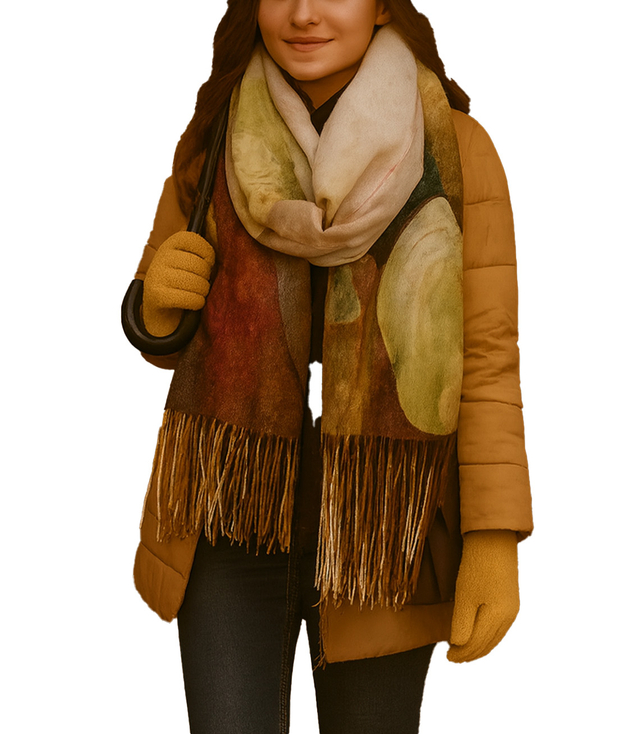 Square shawl scarf for women with tassels AGRAFKA