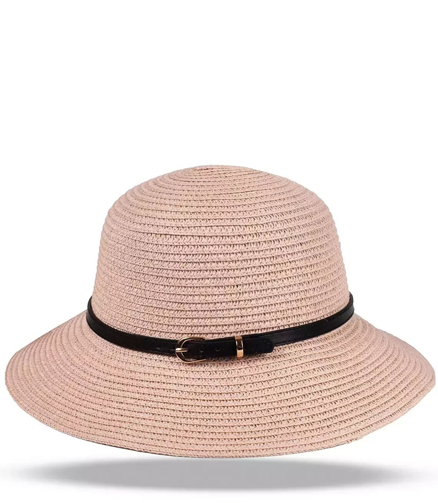 Stylish women's straw hat with a belt