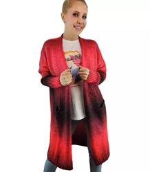 Long cardigan thick colorful ombre sweater
