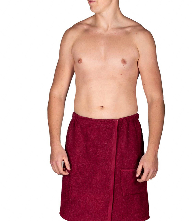 Kilt męski frotte do sauny z kieszonką na gumce