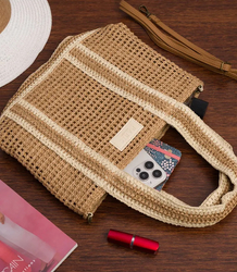 PARIS MILANO braided handbag with strap and handles