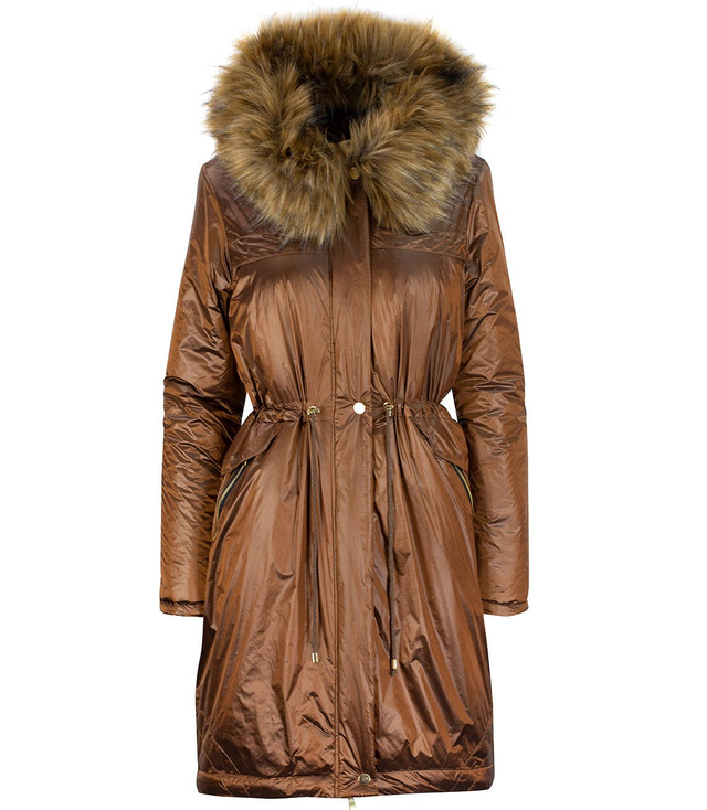 Warm metallic winter parka coat
