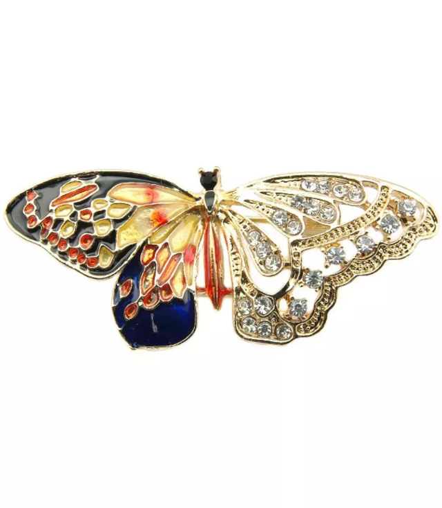 Brooch butterfly butterfly gold rhinestones Gift