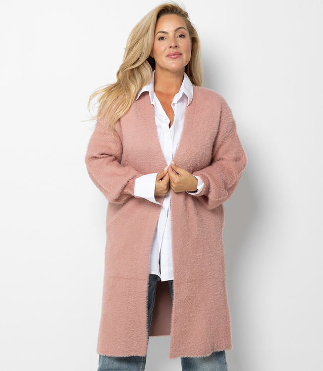 Kardigan z miękkiej dzianiny z włoskami puchaty ALBA