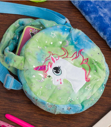 Children's round plush bag with unicorn