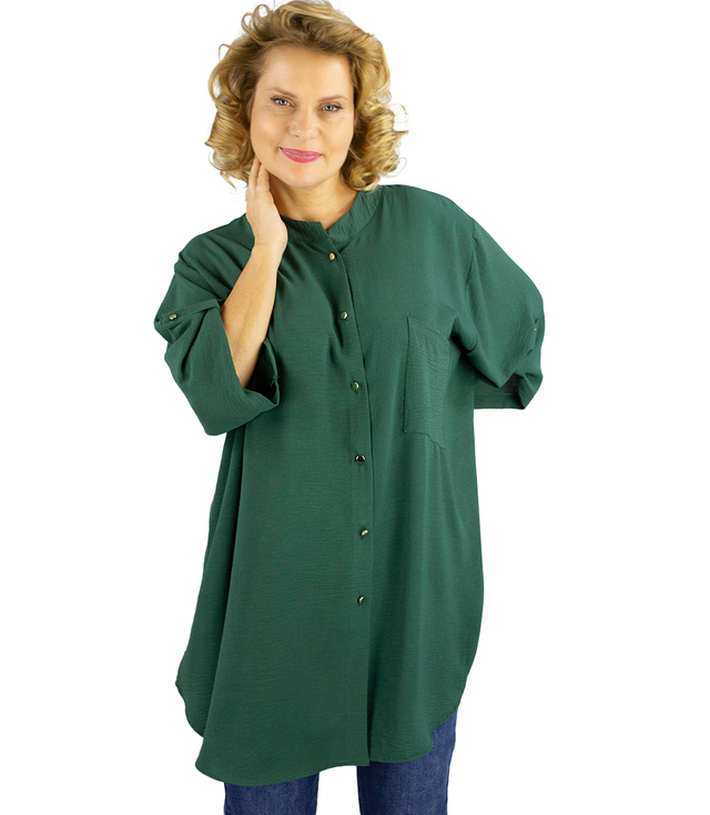 Elegant oversize blouse shirt with stand-up collar ANNA