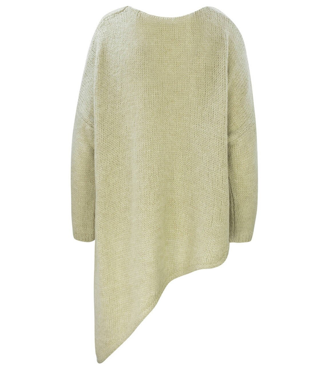 Warm asymmetric V-neck sweater with wool