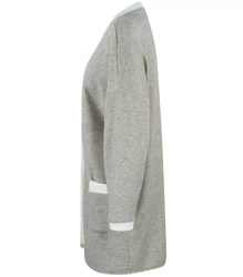 Cardigan straight sweater with white piping LUCY