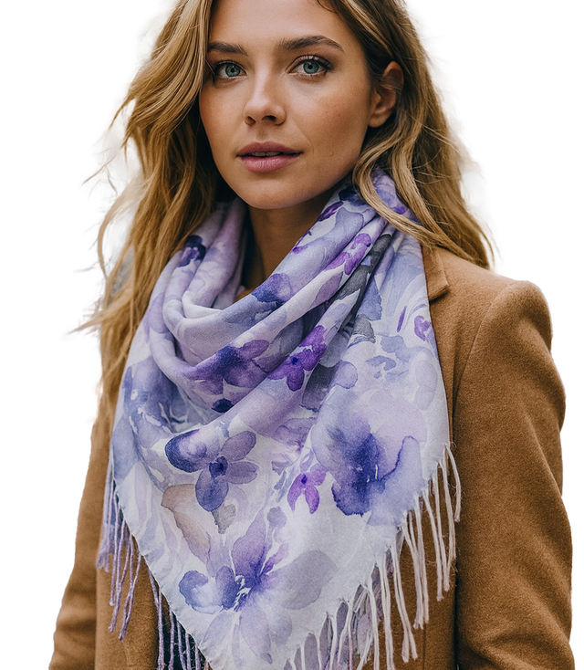 Women's scarf with floral pattern 100x100