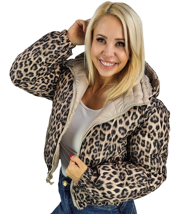 Short reversible leopard bomber jacket Warm Autumn Winter BELLA