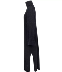 Sukienka sweter golf Prążkowana Ciepła  z golfem MAXI