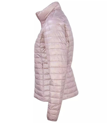 Short transitional quilted jacket with a stand-up collar