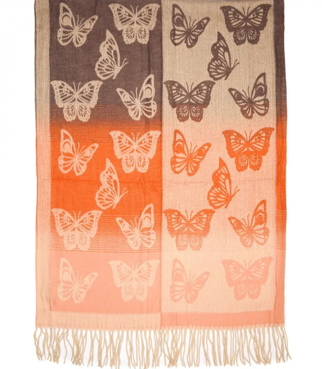 Warm scarf beautiful butterflies elegant stylish 180x70 cm