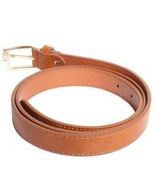 Smooth women's eco leather belt with gold buckle 2.3 cm