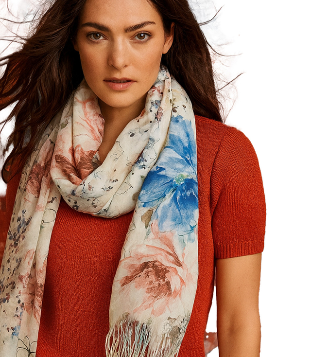 Women's floral pattern scarf 180x70