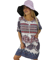 Mini summer tunic dress, oriental viscose