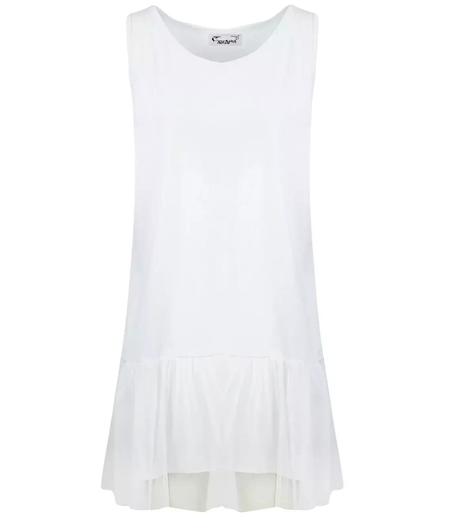 A simple tunic dress with a tulle frill