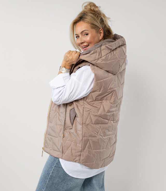 Women's quilted sleeveless hooded jacket MARINA