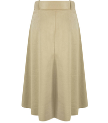 A-line midi skirt with a belt, suede, shape A