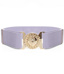 Women's belt with gold lion adjustable elastic