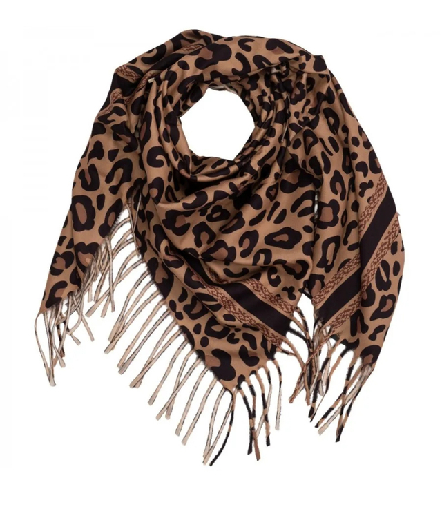 Fashionable scarf panther scarf elegant scarf with tassels