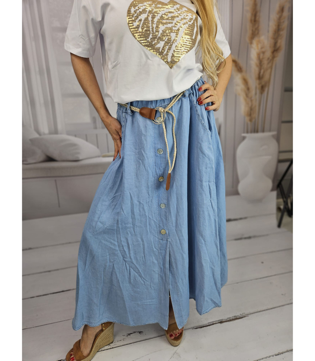 Długa elegancka spódnica z sznurkiem w pasie Kobieca JOLA
