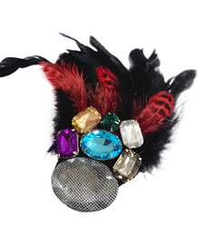 Beautiful ornate expressive brooch with feathers and zircons