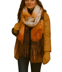 Square shawl scarf for women with tassels AGRAFKA