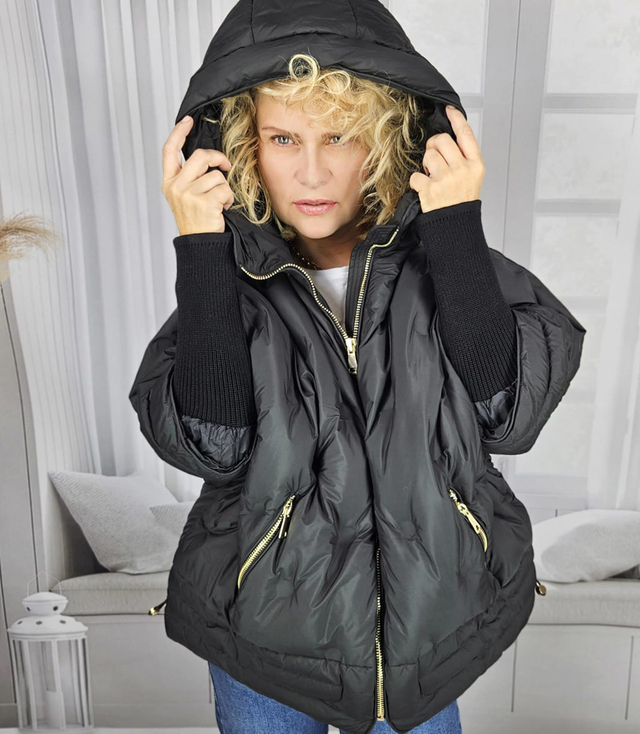 Women's insulated winter jacket with hood and welt IRINA