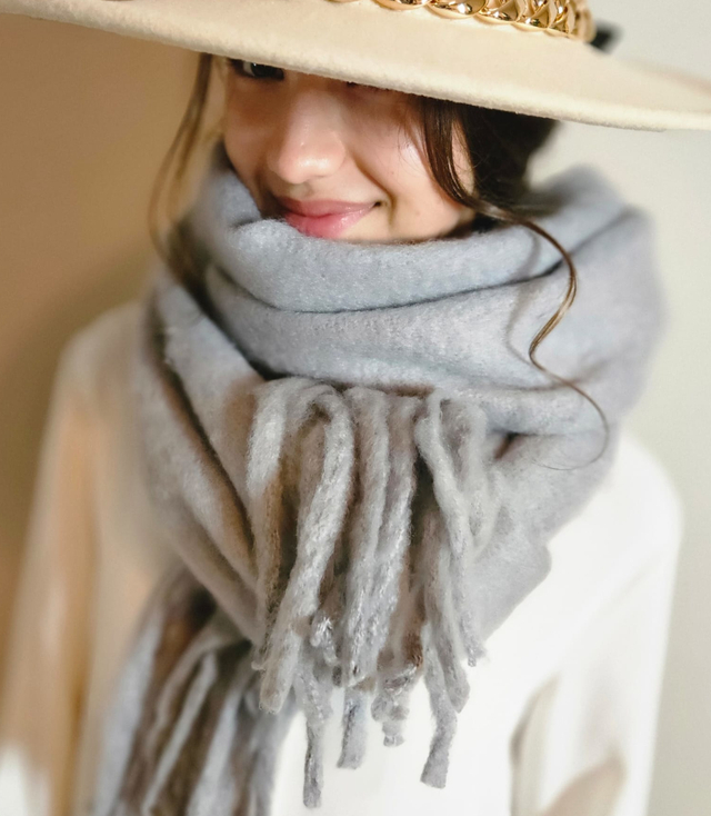 Scarf Thick scarf tassels single color warm soft 180x45 cm